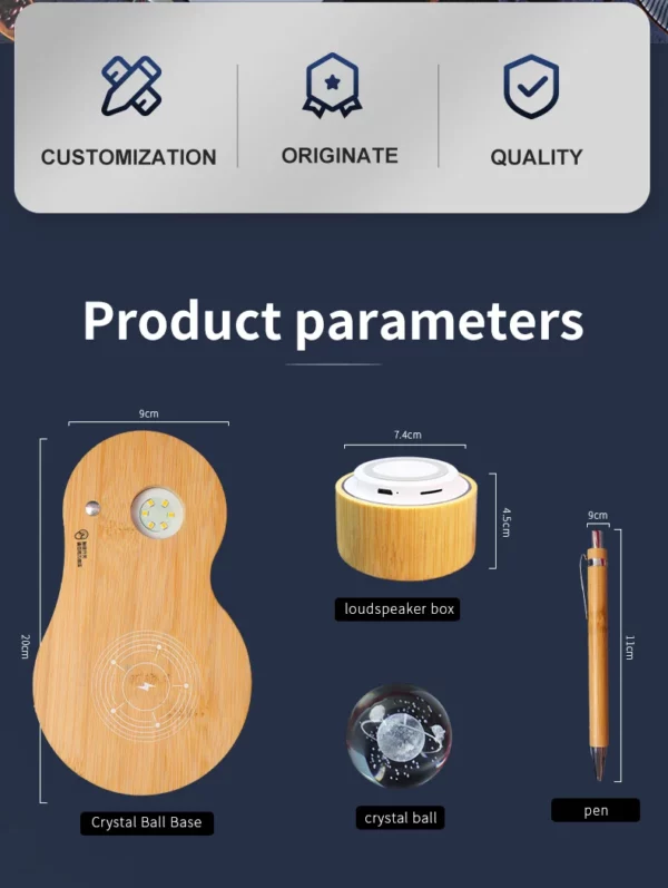 Eco-Friendly Wood Wireless Charger (3D Logo), Wireless Speaker & Pen Desk Set with Box & Bag - Image 4