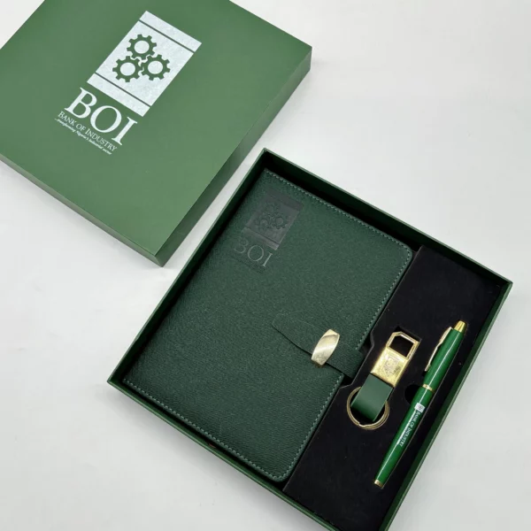 Essential A5 Notebook, Metal Pen & Keychain Gift Set with Box & Bag - Image 3