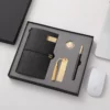 Elegant A6 Account Notebook, Brass Buckle, Brass Bookmark & Wood Metal Pen Gift Set with Box & Bag