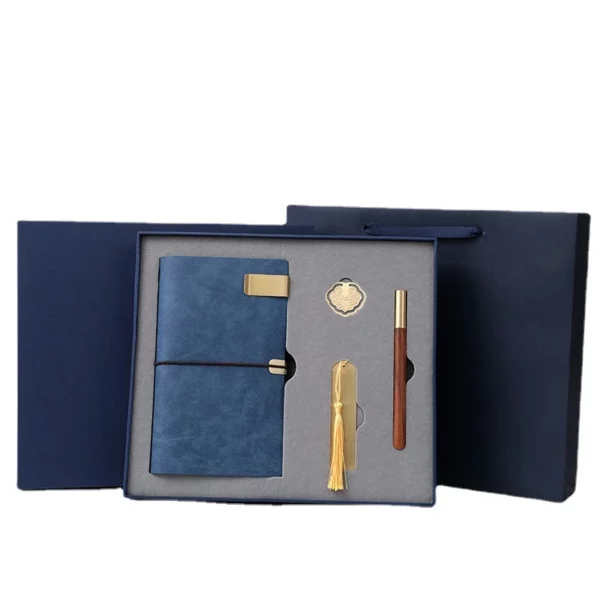 Elegant A6 Account Notebook, Brass Buckle, Brass Bookmark & Wood Metal Pen Gift Set with Box & Bag - Image 5