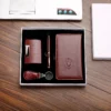 Stylish PU & Metal Card Holder, Metal Pen, PU Keychain & A6 Notebook Gift Box Set