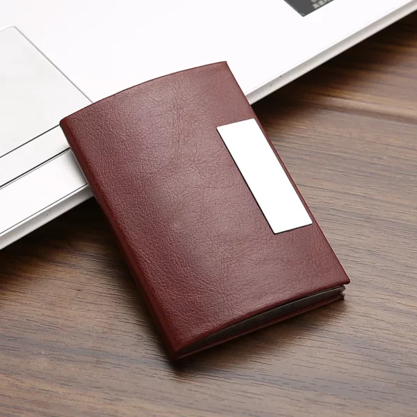 Stylish PU & Metal Card Holder, Metal Pen, PU Keychain & A6 Notebook Gift Box Set - Image 4