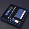 Versatile PU 16GB USB Drive, Metal Pen, PU & Metal Keychain & Card Holder Gift Set (Black/Blue/Red) with Box & Bag - Image 5