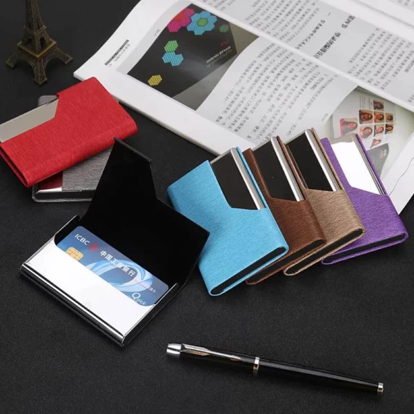 Versatile PU 16GB USB Drive, Metal Pen, PU & Metal Keychain & Card Holder Gift Set (Black/Blue/Red) with Box & Bag - Image 6