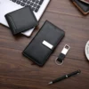 Elegant A6 Notebook, Metal Pen, PU & Metal Keychain & PU Wallet Gift Set (Black/Blue/Red) with Box & Bag - Image 7