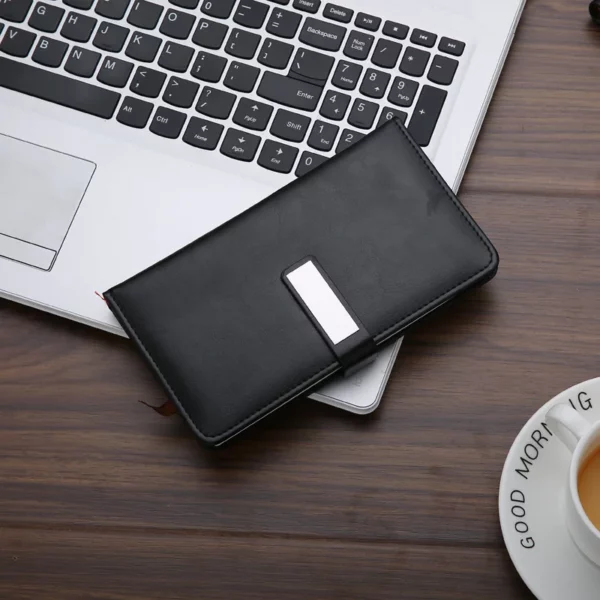 Elegant A6 Notebook, Metal Pen, PU & Metal Keychain & PU Wallet Gift Set (Black/Blue/Red) with Box & Bag - Image 6