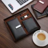 Elegant A6 Notebook, Metal Pen, PU & Metal Keychain & PU Wallet Gift Set (Black/Blue/Red) with Box & Bag - Image 3