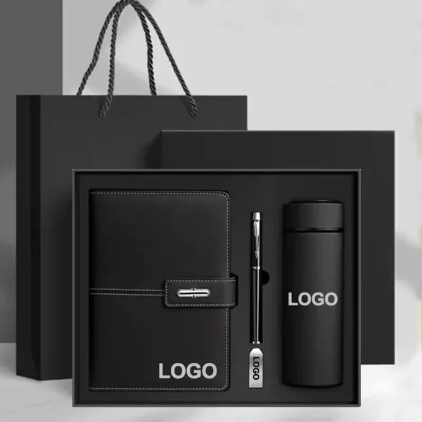 Essential A5 Notebook, 16GB USB, Metal Pen & 350ml 304 SS Water Bottle Gift Set with Box & Bag