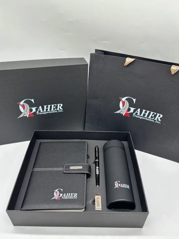 Essential A5 Notebook, 16GB USB, Metal Pen & 350ml 304 SS Water Bottle Gift Set with Box & Bag - Image 2