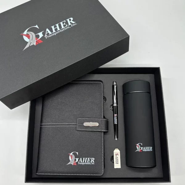 Essential A5 Notebook, 16GB USB, Metal Pen & 350ml 304 SS Water Bottle Gift Set with Box & Bag - Image 6