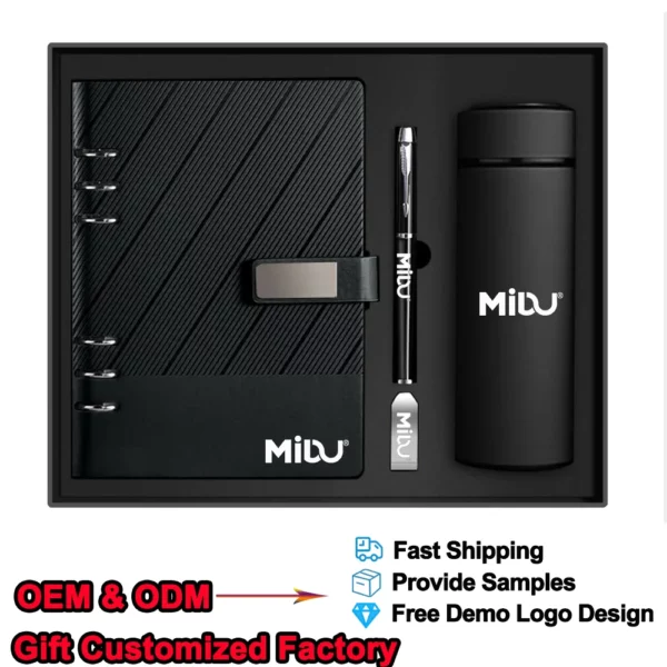 Versatile A5 Loose-Leaf Notebook, 16GB USB, Metal Pen & 304 SS Water Bottle Gift Set with Box & Bag - Image 7