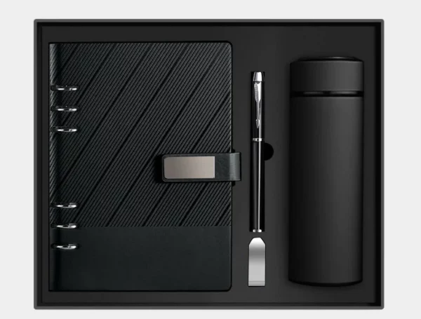 Versatile A5 Loose-Leaf Notebook, 16GB USB, Metal Pen & 304 SS Water Bottle Gift Set with Box & Bag - Image 4