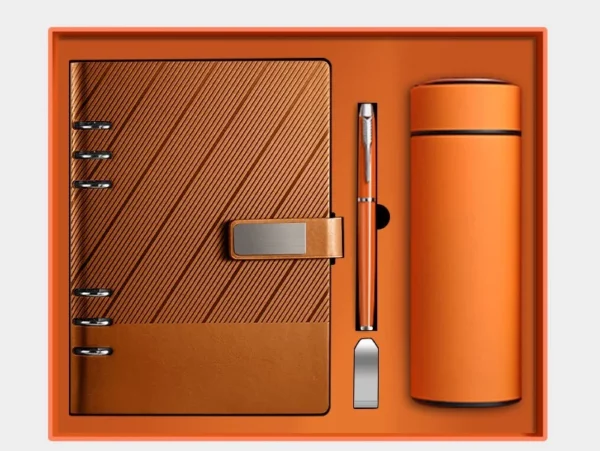 Versatile A5 Loose-Leaf Notebook, 16GB USB, Metal Pen & 304 SS Water Bottle Gift Set with Box & Bag - Image 2