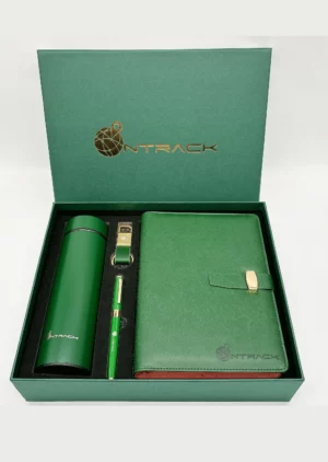Executive A5 Notebook, PU & Metal Keychain, Metal Pen & 304 SS Water Bottle Gift Set with Box & Bag