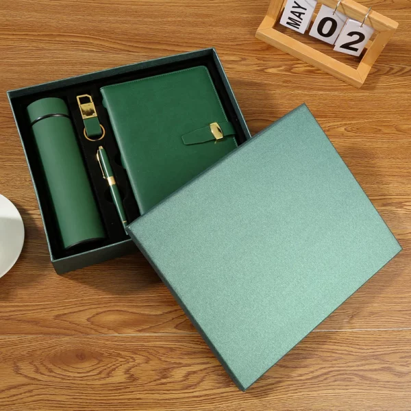 Executive A5 Notebook, PU & Metal Keychain, Metal Pen & 304 SS Water Bottle Gift Set with Box & Bag - Image 4