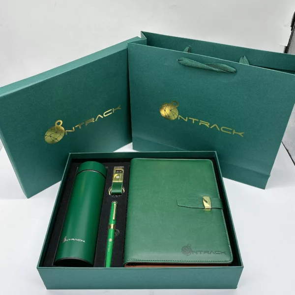 Executive A5 Notebook, PU & Metal Keychain, Metal Pen & 304 SS Water Bottle Gift Set with Box & Bag - Image 10