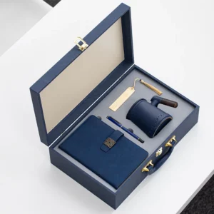 Elegant A5 Notebook, Metal Bookmark, Metal Pen & Tea Mug Gift Box Set