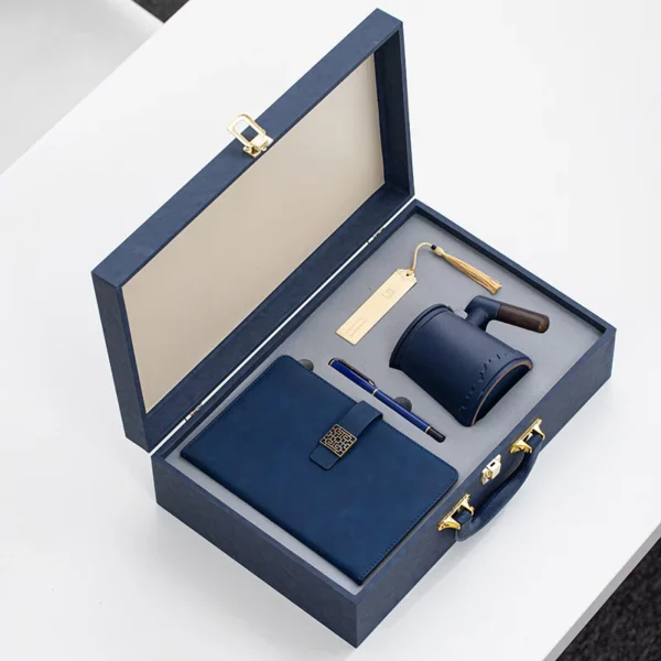 Elegant A5 Notebook, Metal Bookmark, Metal Pen & Tea Mug Gift Box Set