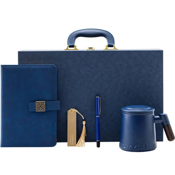 Elegant A5 Notebook, Metal Bookmark, Metal Pen & Tea Mug Gift Box Set - Image 4