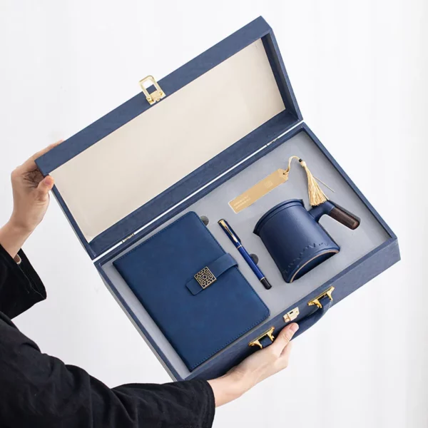 Elegant A5 Notebook, Metal Bookmark, Metal Pen & Tea Mug Gift Box Set - Image 5