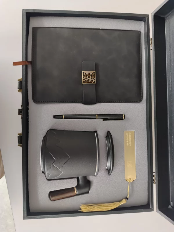 Elegant A5 Notebook, Metal Bookmark, Metal Pen & Tea Mug Gift Box Set - Image 8
