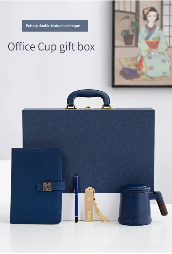 Elegant A5 Notebook, Metal Bookmark, Metal Pen & Tea Mug Gift Box Set - Image 10