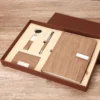 Professional A5 Notebook, Card Holder, PU & Metal Keychain & Metal Pen Gift Set with Box & Bag - Image 2