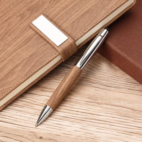 Professional A5 Notebook, Card Holder, PU & Metal Keychain & Metal Pen Gift Set with Box & Bag - Image 6