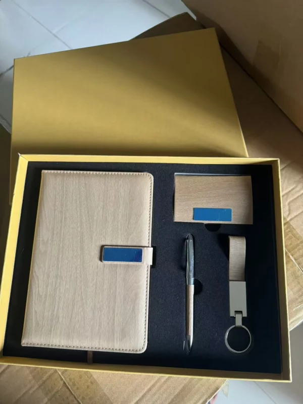 Professional A5 Notebook, Card Holder, PU & Metal Keychain & Metal Pen Gift Set with Box & Bag - Image 8