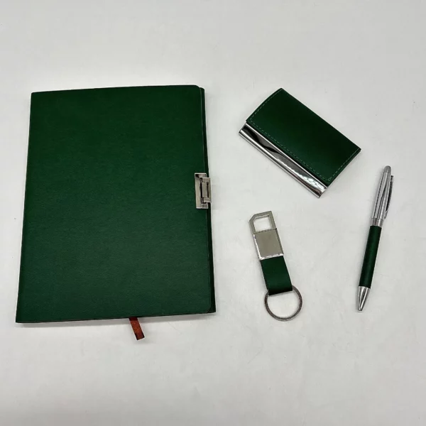Professional A5 Notebook, Card Holder, PU & Metal Keychain & Metal Pen Gift Box Set - Image 4
