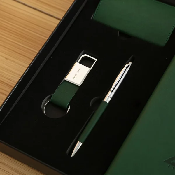 Professional A5 Notebook, Card Holder, PU & Metal Keychain & Metal Pen Gift Box Set - Image 8