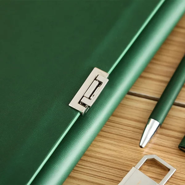 Professional A5 Notebook, Card Holder, PU & Metal Keychain & Metal Pen Gift Box Set - Image 9