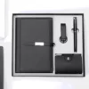 Professional A5 Notebook, Card Holder, PU & Metal Keychain & Metal Pen Gift Set with Box & Bag