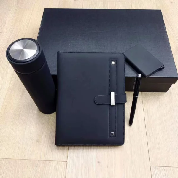 Premium 304 SS Water Bottle, A5 Notebook, PU & Metal Card Holder & Metal Pen Gift Box Set - Image 3