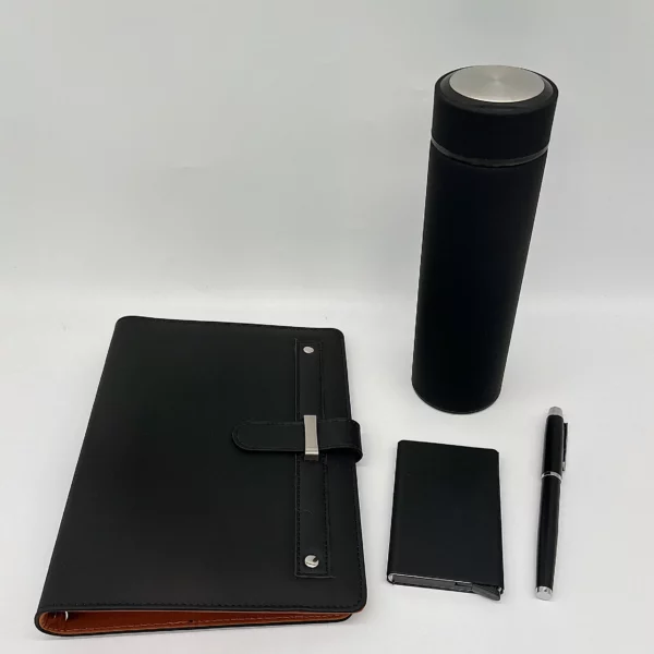 Premium 304 SS Water Bottle, A5 Notebook, PU & Metal Card Holder & Metal Pen Gift Box Set - Image 7