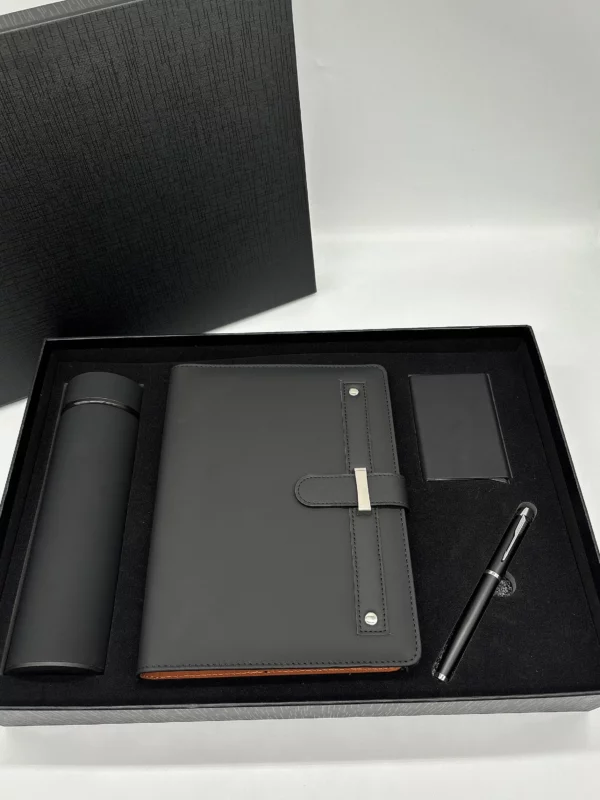 Premium 304 SS Water Bottle, A5 Notebook, PU & Metal Card Holder & Metal Pen Gift Box Set - Image 9