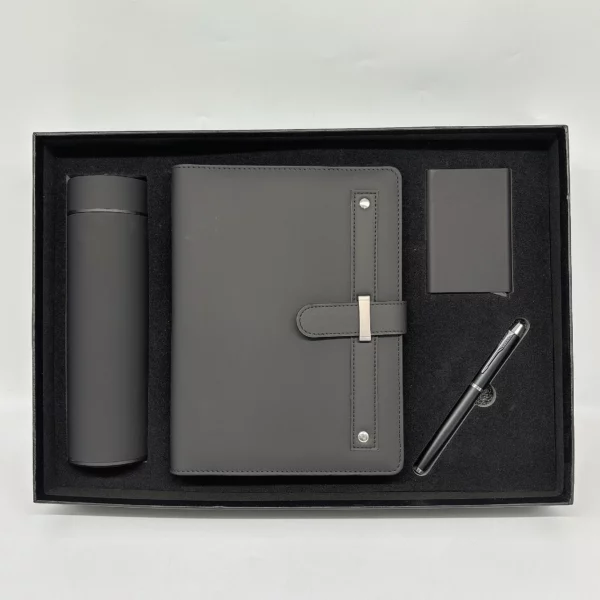 Premium 304 SS Water Bottle, A5 Notebook, PU & Metal Card Holder & Metal Pen Gift Box Set - Image 10