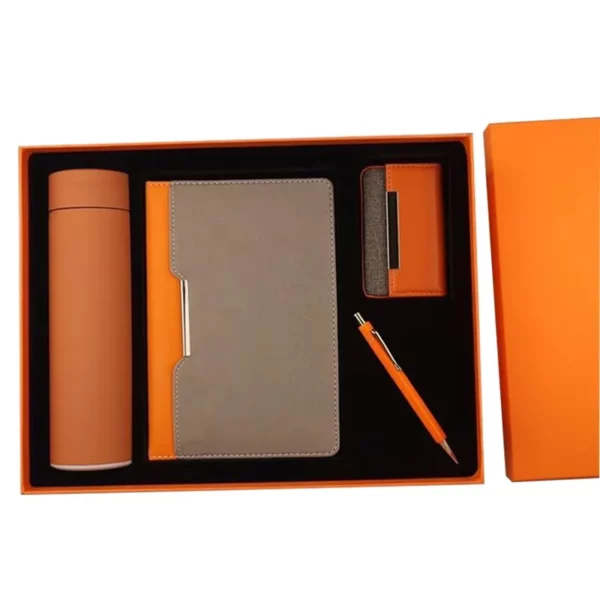 Premium 304 SS Water Bottle, A5 Notebook, PU & Metal Card Holder & Metal Pen Gift Box Set - Image 3