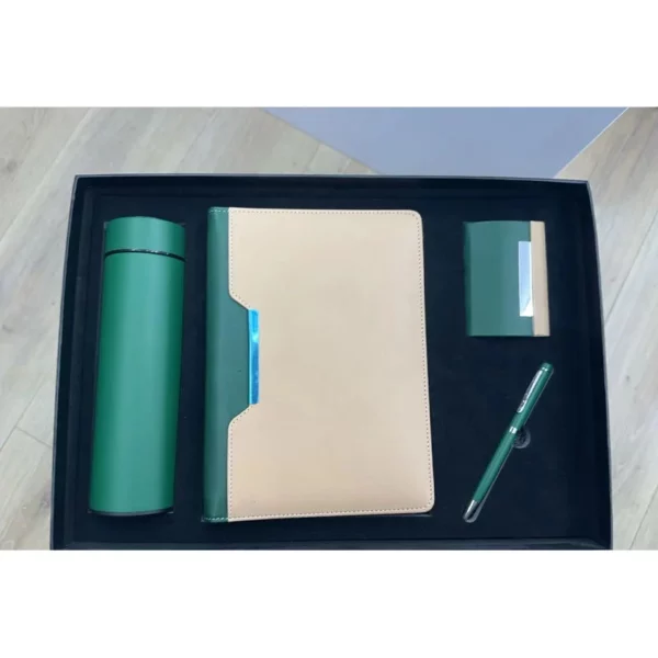 Premium 304 SS Water Bottle, A5 Notebook, PU & Metal Card Holder & Metal Pen Gift Box Set - Image 2