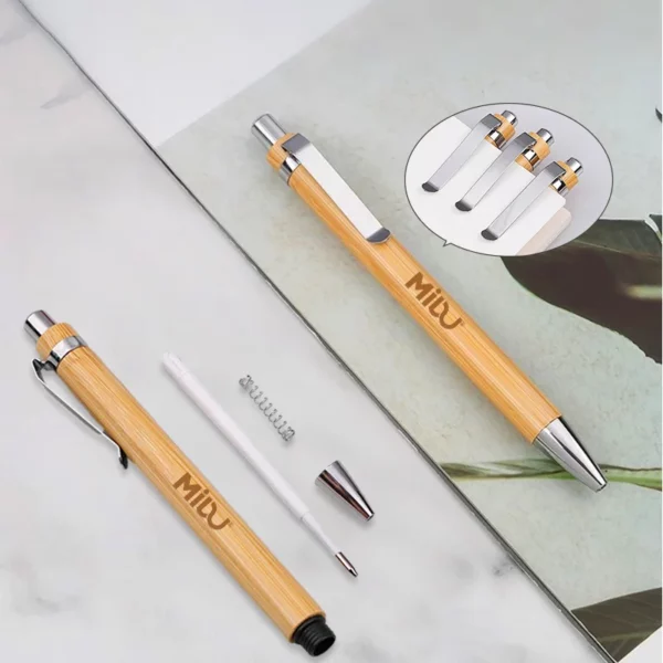 Luxury Wood Smart Bottle (Temp Display), 3D Logo Wireless Charger, Keychain & Pen Executive Gift Set with Box & Bag - Image 4