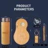 Luxury Wood Smart Bottle (Temp Display), 3D Logo Wireless Charger, Keychain & Pen Executive Gift Set with Box & Bag - Image 2