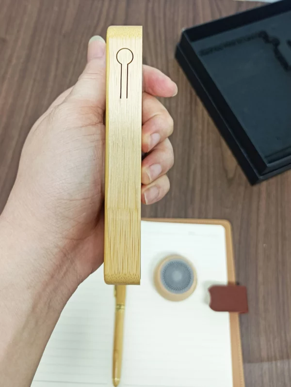 Eco-Chic Wood A5 Notebook, Pen, Wireless Speaker & 5000mAh Power Bank Tech Gift Set with Box & Bag - Image 9