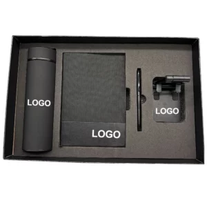 Modern Desk & On-the-Go Set: 304 SS Water Bottle, Metal Pen, Phone Holder & A5 Notebook with Box & Bag