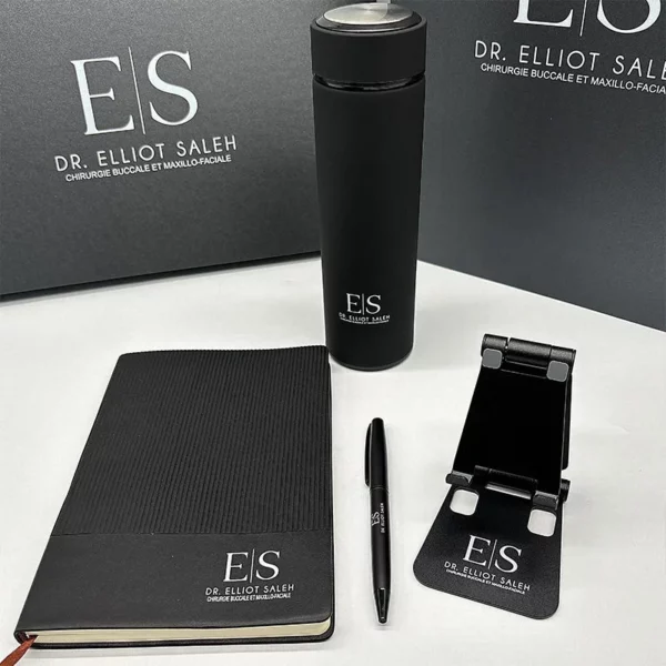Modern Desk & On-the-Go Set: 304 SS Water Bottle, Metal Pen, Phone Holder & A5 Notebook with Box & Bag - Image 3