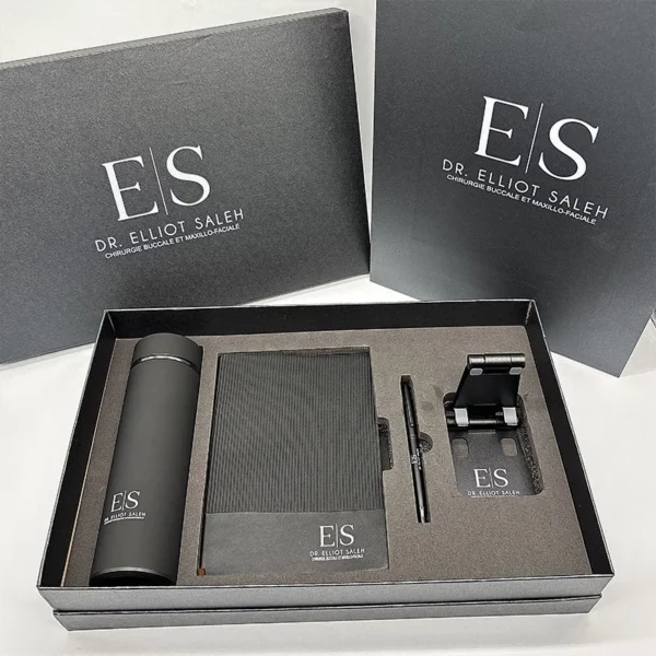 Modern Desk & On-the-Go Set: 304 SS Water Bottle, Metal Pen, Phone Holder & A5 Notebook with Box & Bag - Image 2