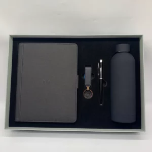 Executive 80000mAh Power Bank Notebook (Wireless Charger), 16GB USB, Metal Pen & Bottle Tech Gift Set with Box & Bag