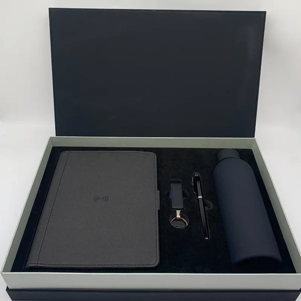 Executive 80000mAh Power Bank Notebook (Wireless Charger), 16GB USB, Metal Pen & Bottle Tech Gift Set with Box & Bag - Image 5