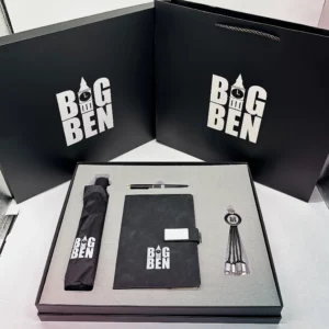 Ultimate Commuter Gift Set: Umbrella, Metal Pen, A5 Notebook & 3-in-1 Charging Cable with Box & Bag