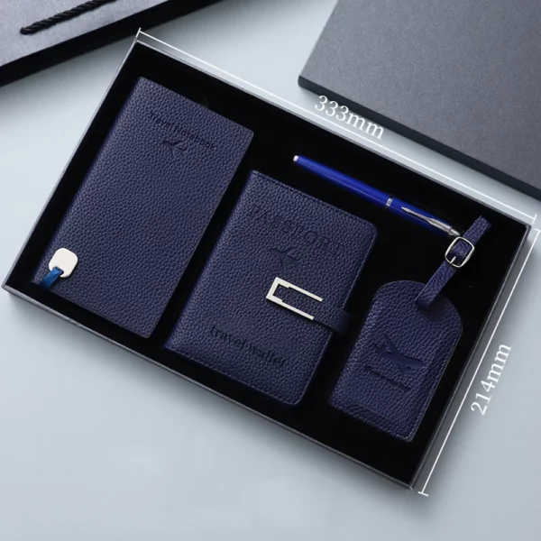 Traveler's Essential A5 Notebook, Passport Holder, Luggage Tags & Pen Gift Set with Box & Bag - Image 8