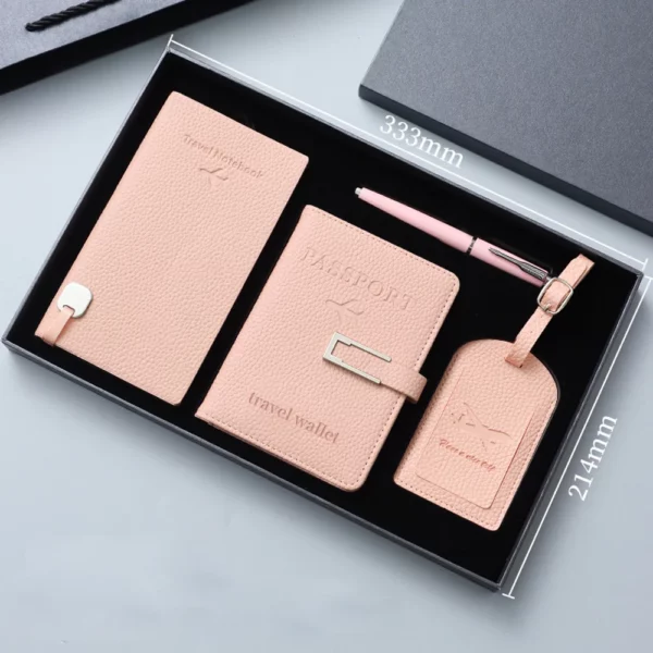 Traveler's Essential A5 Notebook, Passport Holder, Luggage Tags & Pen Gift Set with Box & Bag - Image 7